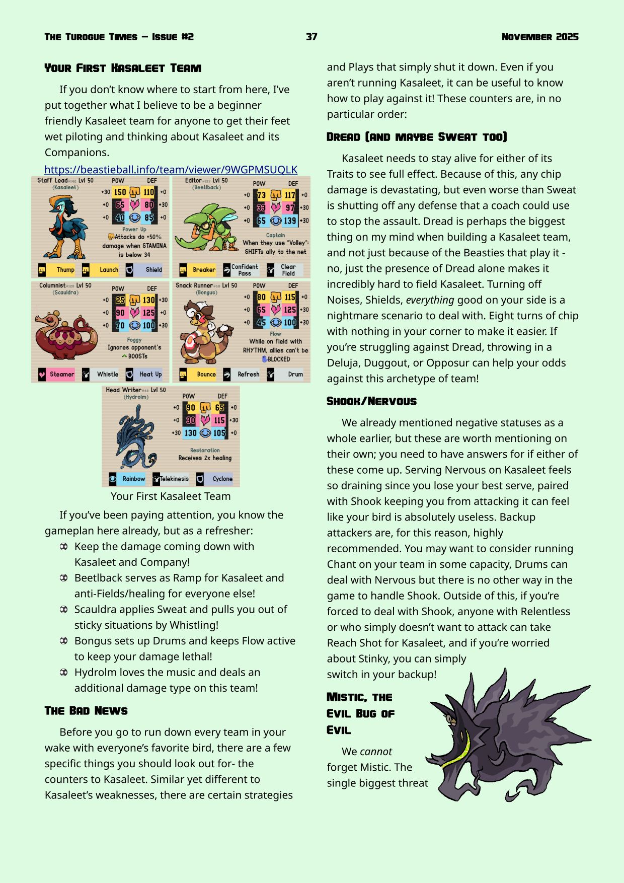 Page 37. Guest column on Body attackers by Mega-Nero